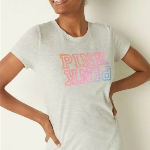 Victoria’s Secret PINK Heather Grey Pink Neon Bubble Gradient Size XL - Picture 5 of 13